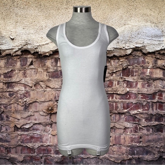 Widow White Tank Top Tunic Shirt with Garter Straps - Picture 5 of 7